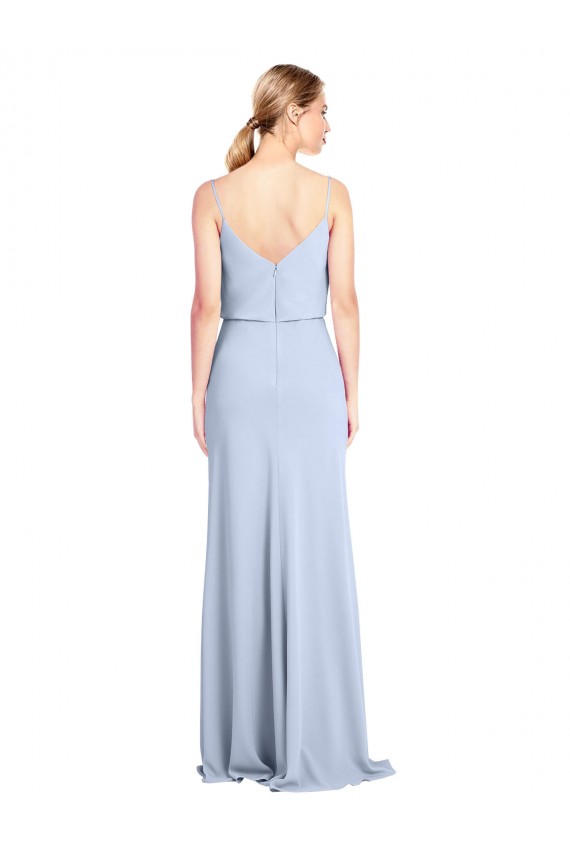 Desconto Azul Céu Claro Bainha Decote Capuz Sem Mangas Comprimento Chão Longo Vestidos de Madrinha / Vestidos de Noite / Vestidos de Festa