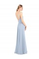 Desconto Azul Céu Claro Linha A Alças finas Sem Mangas Comprimento Chão Vestidos de Festa / Vestidos de Madrinha