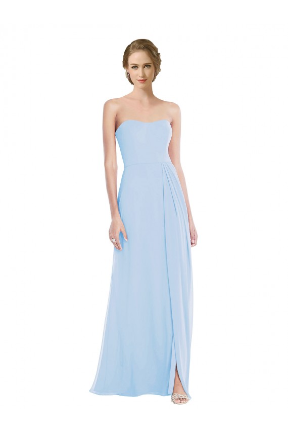 Desconto Azul Céu Claro Linha A Amor Sem Mangas Comprimento Chão Vestido de Madrinha / Vestido de Festa