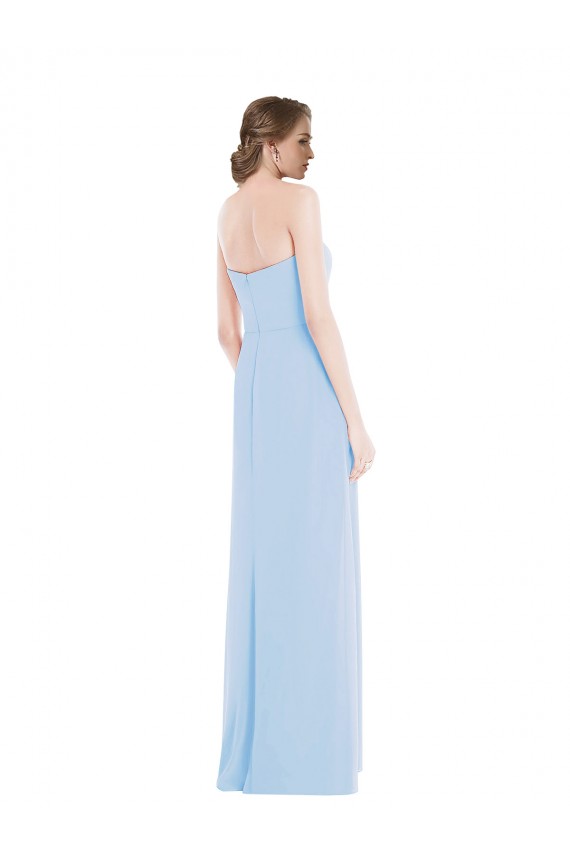 Desconto Azul Céu Claro Linha A Amor Sem Mangas Comprimento Chão Vestido de Madrinha / Vestido de Festa