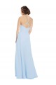Desconto Azul Céu Claro Linha A Cabeçada Sem Mangas Comprimento Chão Vestido de Madrinha / Vestido de Baile