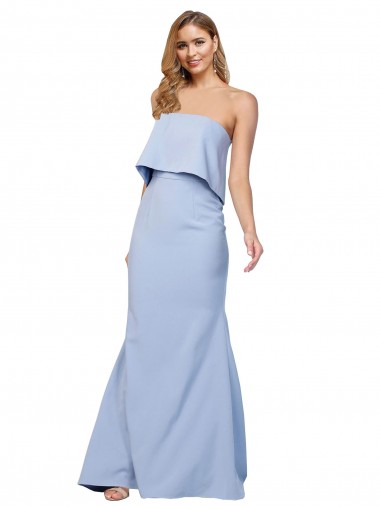 Desconto Azul Céu Claro Linha A Sem alças Sem Mangas Comprimento Chão Vestidos de Madrinha / Vestidos de Noite / Vestidos de Festa