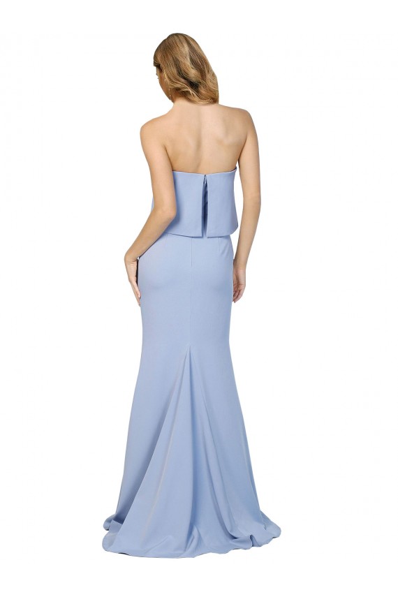 Desconto Azul Céu Claro Linha A Sem alças Sem Mangas Comprimento Chão Vestidos de Madrinha / Vestidos de Noite / Vestidos de Festa