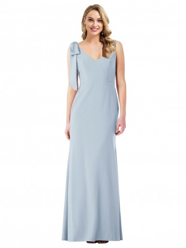 Desconto Azul Céu Claro Trombeta Decote V Sem Mangas Comprimento Chão Costas em V Vestidos de Madrinha / Vestidos de Festa