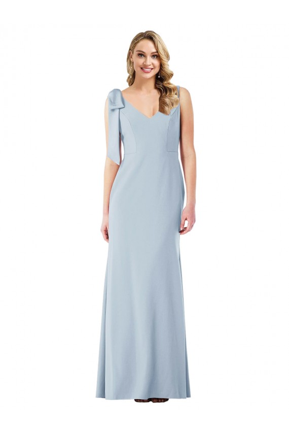 Desconto Azul Céu Claro Trombeta Decote V Sem Mangas Comprimento Chão Costas em V Vestidos de Madrinha / Vestidos de Festa
