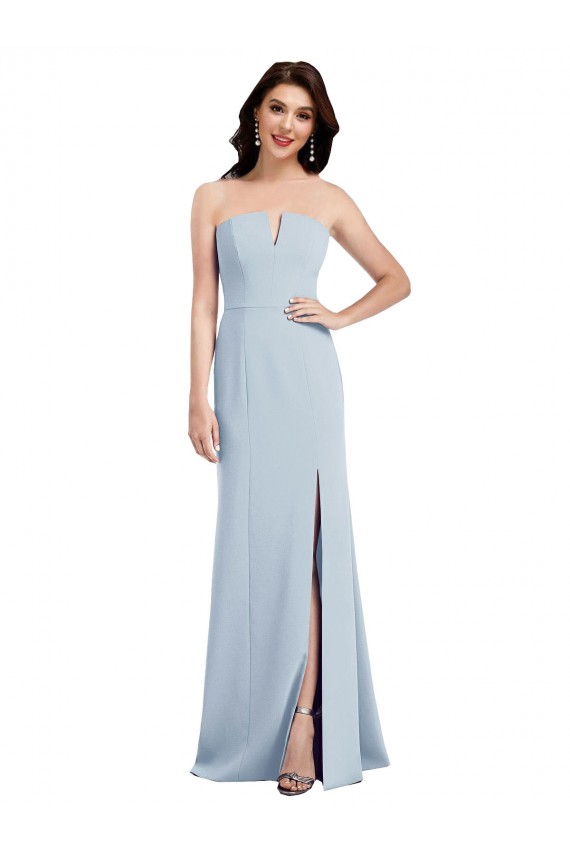 Desconto Azul Céu Claro Trombeta Decote V Sem Mangas Comprimento Chão Vestidos de Madrinha / Vestidos de Festa