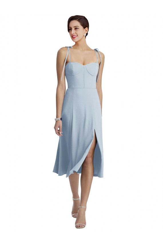 Desconto Azul Céu Claro Linha A Amor Sem Mangas Comprimento Midi Vestidos de Madrinha / Vestidos de Festa / Vestidos de Cocktail / Vestidos de Homecoming
