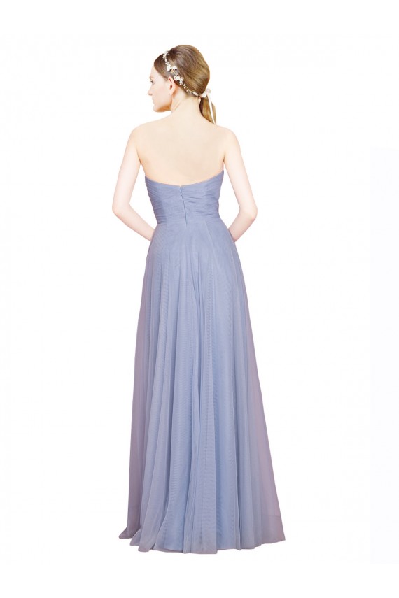 Desconto Azul Céu Claro Linha A Amor Sem Mangas Comprimento Chão Longo Vestidos de Madrinha