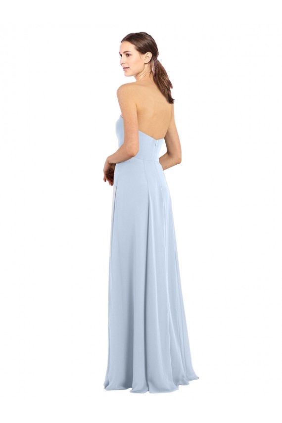 Desconto Azul Céu Claro Linha A Sem alças Sem Mangas Comprimento Chão Vestidos de Madrinha