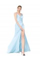 Desconto Azul Céu Claro Sereia Decote Alto Sem Mangas Comprimento Chão Vestidos de Madrinha / Vestidos de Noite / Vestidos de Festa