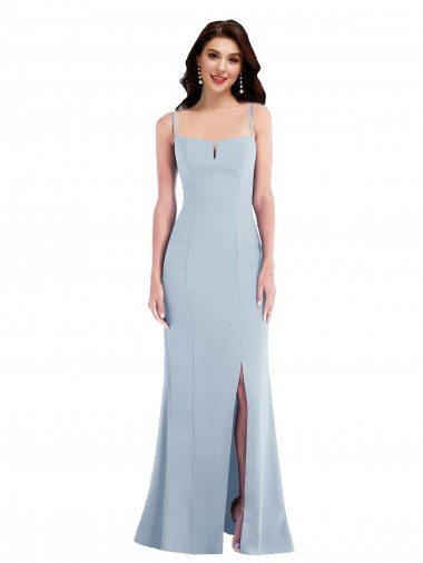 Desconto Azul Céu Claro Trombeta Alças finas Sem Mangas Comprimento Chão Vestidos de Madrinha / Vestidos de Noite / Vestidos de Festa