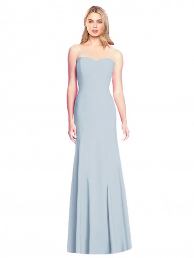 Desconto Azul Céu Claro Trombeta Amor Sem Mangas Comprimento Chão Vestidos de Madrinha / Vestidos de Festa