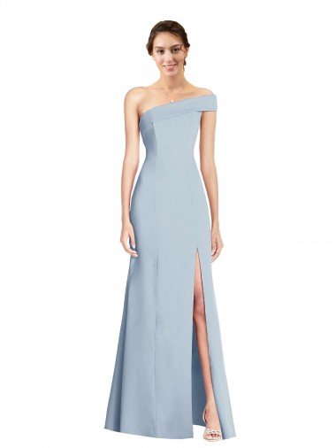 Desconto Azul Céu Claro Trombeta Fora do Ombro Sem Mangas Comprimento Chão Vestidos de Madrinha / Vestidos de Noite / Vestidos de Festa