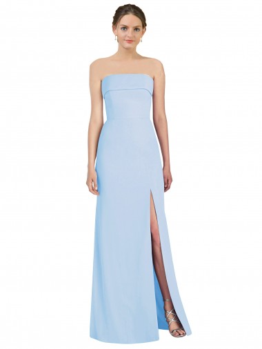 Desconto Azul Céu Claro Trombeta Sem alças Sem Mangas Comprimento Chão Vestidos de Madrinha / Vestidos de Noite