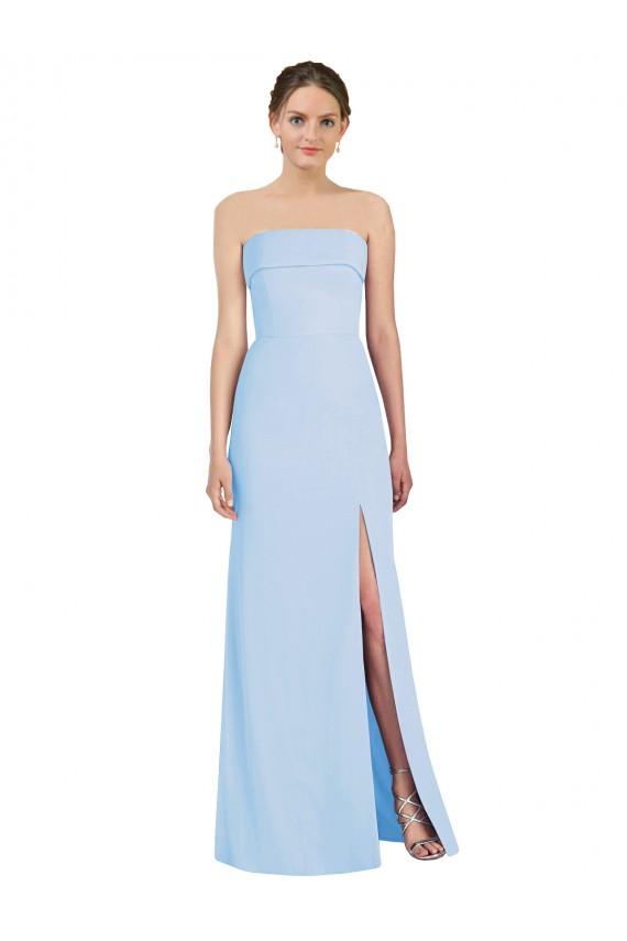 Desconto Azul Céu Claro Trombeta Sem alças Sem Mangas Comprimento Chão Vestidos de Madrinha / Vestidos de Noite