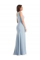 Desconto Azul Céu Claro Trombeta Um Ombro Sem Mangas Comprimento Chão Vestidos de Madrinha / Vestidos de Noite / Vestidos de Festa