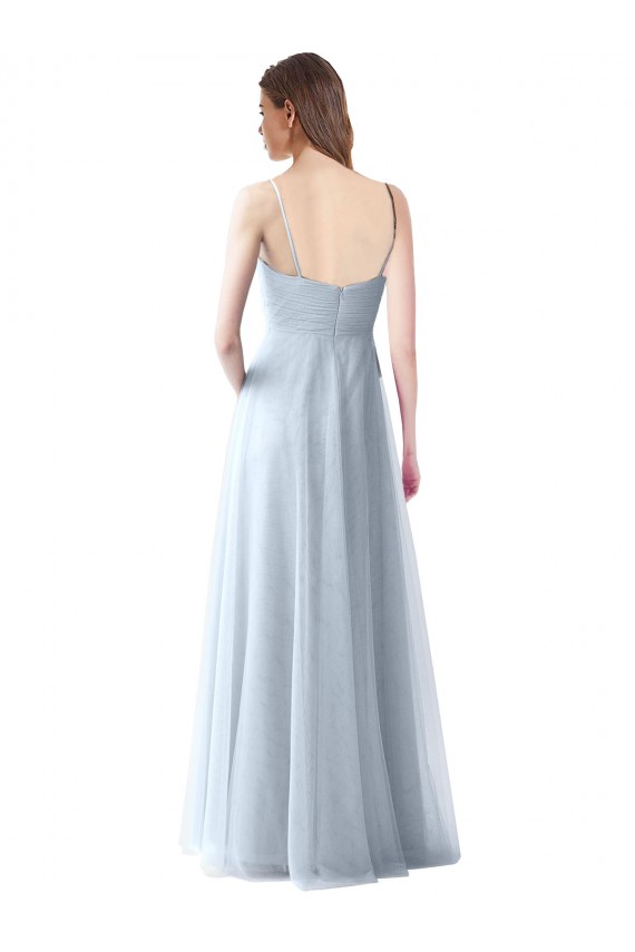 Desconto Azul Céu Claro Linha A Alças finas Sem Mangas Comprimento Chão Longo Vestidos de Festa / Vestidos de Madrinha
