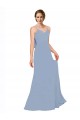 Desconto Azul Empoeirado Linha A Alças finas Sem Mangas Comprimento Chão Vestidos Formais / Vestidos de Madrinha