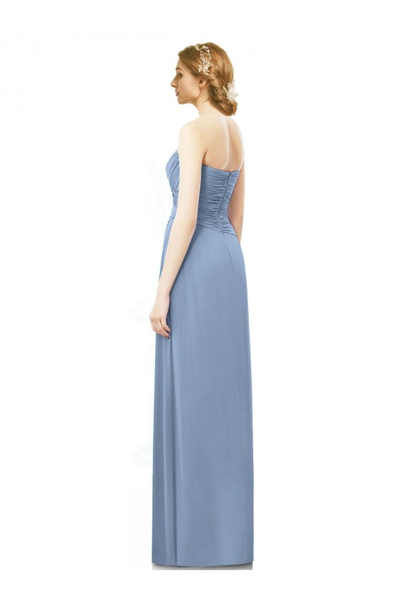 Desconto Azul Empoeirado Linha A Sem alças Sem Mangas Comprimento Chão Vestido de Noiva / Vestido de Festa