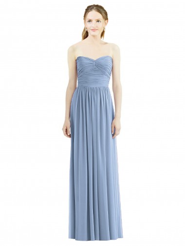 Desconto Azul Empoeirado Linha A Amor Sem Mangas Comprimento Chão Vestido Formais / Vestido de Madrinha