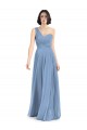Desconto Azul Empoeirado Linha A Um Ombro Sem Mangas Comprimento Chão Vestidos de Festa / Vestidos de Madrinha