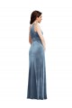 Desconto Azul Empoeirado Linha A Fora do Ombro Sem Mangas Comprimento Chão Vestidos de Madrinha / Vestidos de Festa