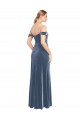 Desconto Azul Empoeirado Linha A Fora do Ombro Sem Mangas Comprimento Chão Longo Vestidos de Madrinha / Vestidos de Festa