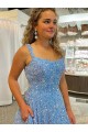 Desconto Azul Linha A Colher Sem Mangas Comboio Corte Vestidos de Festa