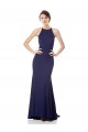 Desconto Azul Marinho Sereia Cabeçada Sem Mangas Comprimento Chão Longo Vestidos de Madrinha / Vestidos de Noite / Vestidos de Festa