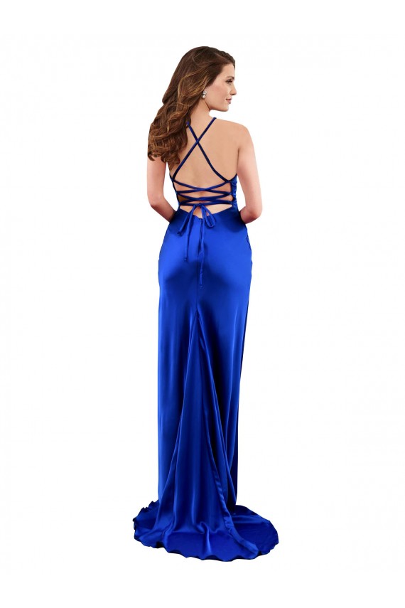 Desconto Azul Real Bainha Decote Capuz Sem Mangas Comprimento Chão Vestidos de Madrinha / Vestidos de Noite / Vestidos de Festa