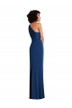 Desconto Azul Real Bainha Um Ombro Sem Mangas Comprimento Chão Vestidos de Madrinha / Vestidos de Festa