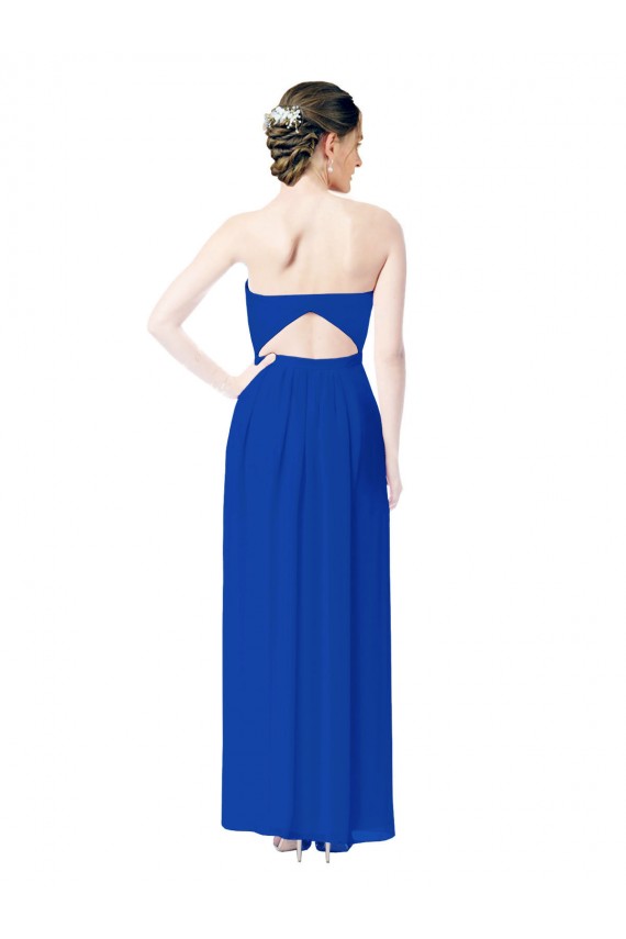 Desconto Azul Real Bainha Amor Sem Mangas Comprimento Chão Longo Vestidos de Madrinha