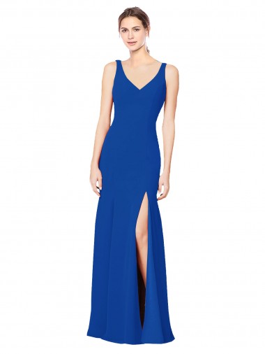 Desconto Azul Real Bainha Amor Sem Mangas Comprimento Chão Vestidos de Madrinha
