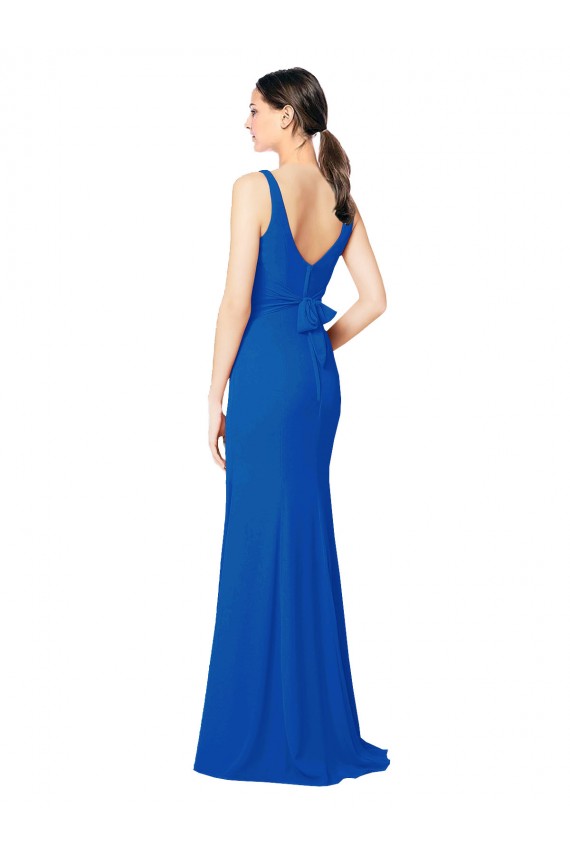 Desconto Azul Real Bainha Amor Sem Mangas Comprimento Chão Vestidos de Madrinha