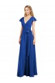 Desconto Azul Real Linha A Decote V Mangas Esvoaçantes Comprimento Chão Chiffon Vestidos de Madrinha