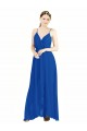 Desconto Azul Real Linha A Alças finas Sem Mangas Comprimento Chão Chiffon Vestidos de Madrinha