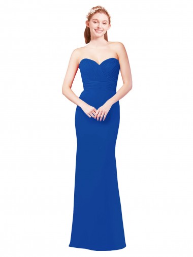 Desconto Azul Real Linha A Amor Sem Mangas Comprimento Chão Vestidos de Festa