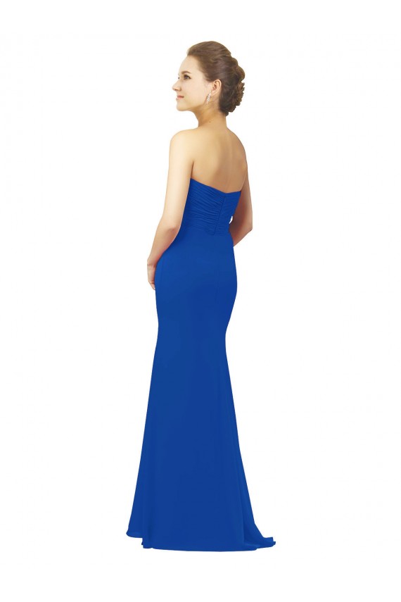 Desconto Azul Real Linha A Amor Sem Mangas Comprimento Chão Vestidos de Festa