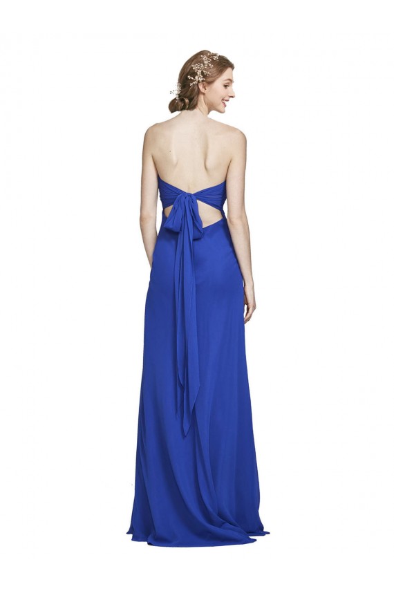 Desconto Azul Real Linha A Amor Sem Mangas Comprimento Chão Vestidos de Madrinha