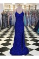 Desconto Azul Real Bainha Decote V Sem Mangas Comboio Varredela Vestido de Noiva / Vestido de Festa