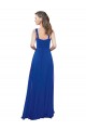 Desconto Azul Real Linha A Decote Quadrado Sem Mangas Comprimento Chão Vestidos de Madrinha