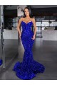 Desconto Azul Real Sereia Alças finas Sem Mangas Comboio Varredela Vestidos de Festa
