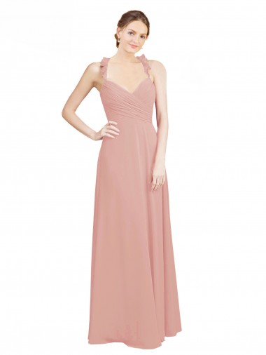 Desconto Bliss Linha A Amor Sem Mangas Comprimento Chão Longo Vestidos de Madrinha
