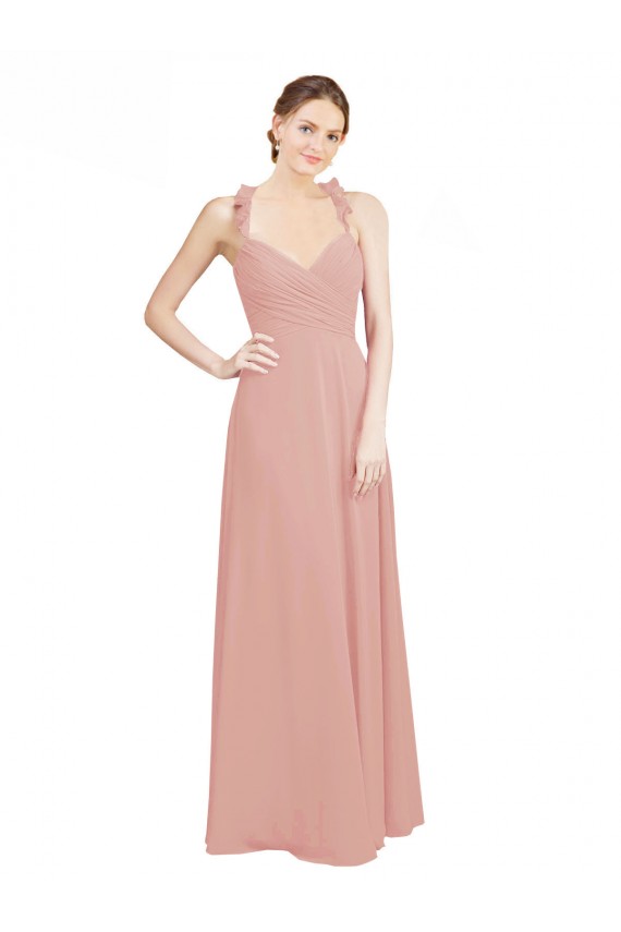 Desconto Bliss Linha A Amor Sem Mangas Comprimento Chão Longo Vestidos de Madrinha