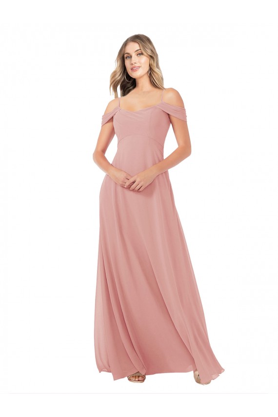 Desconto Bliss Linha A Fora do Ombro Sem Mangas Comprimento Chão Longo Vestidos de Madrinha
