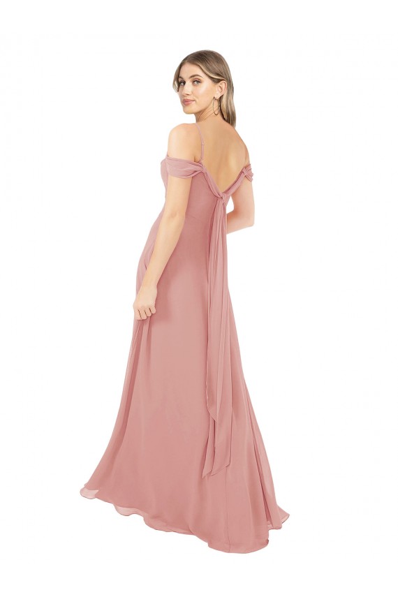 Desconto Bliss Linha A Fora do Ombro Sem Mangas Comprimento Chão Longo Vestidos de Madrinha