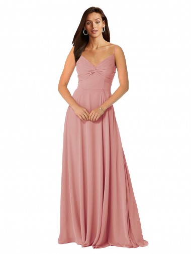 Desconto Bliss Linha A Decote V Sem Mangas Comprimento Chão Vestido de Madrinha