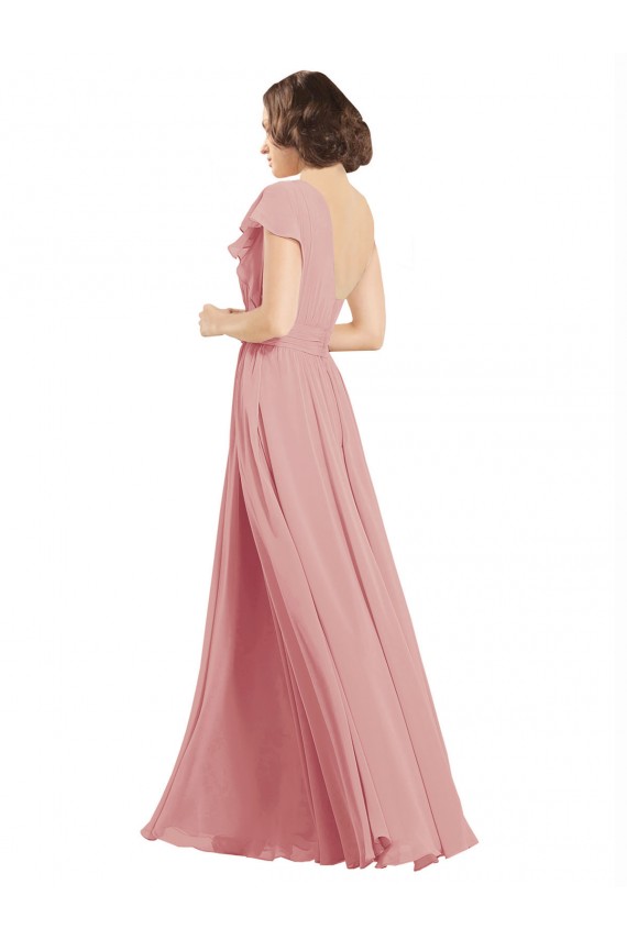 Desconto Bliss Linha A Um Ombro Sem Mangas Comprimento Chão Vestidos de Festa