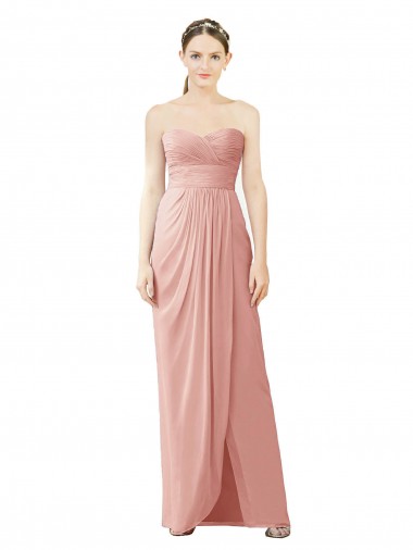 Desconto Bliss Linha A Amor Sem Mangas Comprimento Chão Alto Baixo, Vestidos de Madrinha