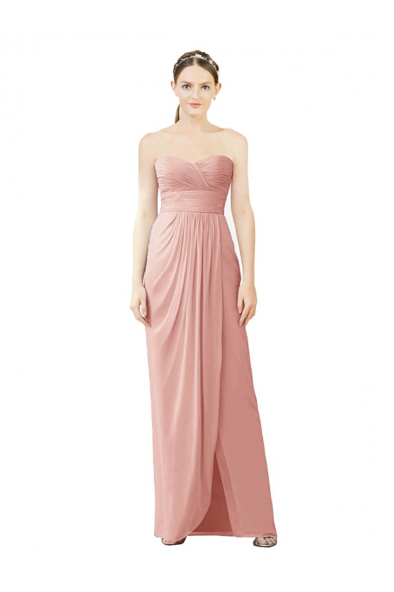 Desconto Bliss Linha A Amor Sem Mangas Comprimento Chão Alto Baixo, Vestidos de Madrinha